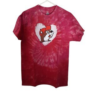 Buc-ee's Valentine's Day Tie-Dye Heart T-Shirt Womens Medium Multi S/S NWT